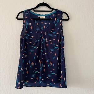 Anthropologie Maeve Turtle Print Sleeveless Blouse
